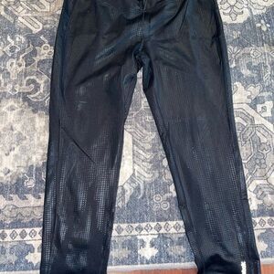 Reebok Fleece-Lined Performance Leggings – Black Textured Print – Women’s XL